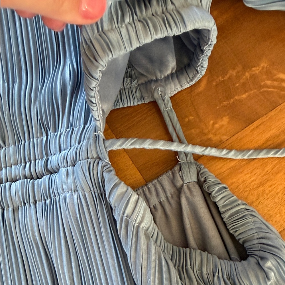 Moon River Long Sleeve Blue Pleated Dress sz M - Picture 5 of 13